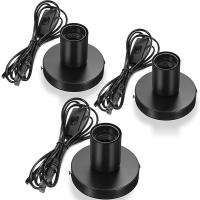 Soporte De Luz Metálico Para Bombilla E27 Con Interruptor Y Cuerda 2PCS Base De Mesa Negra Para Habitación Material Metal - details 8
