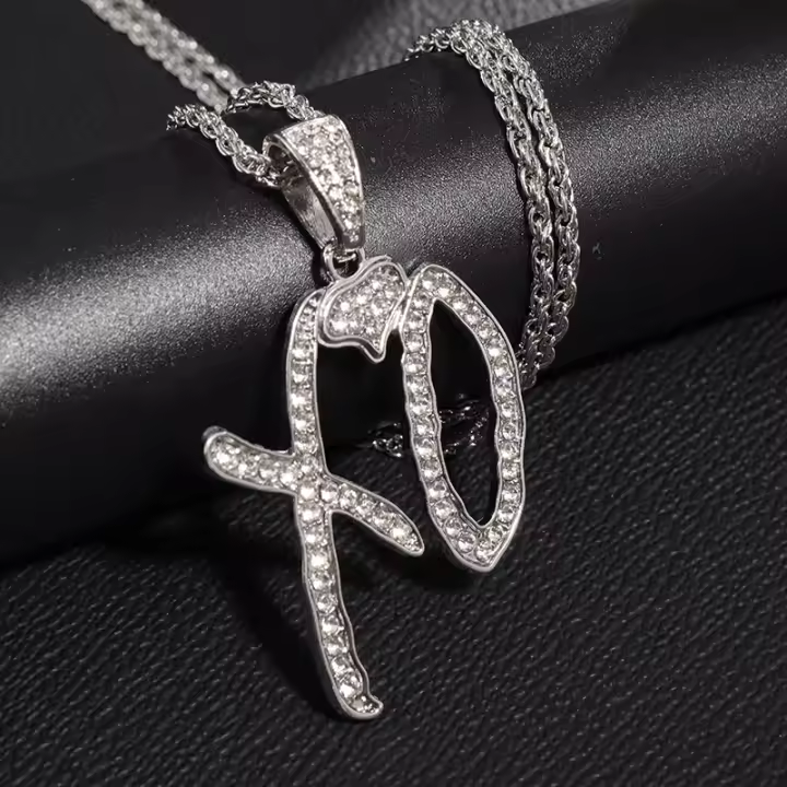 Collar Clásico Hip Hop Con Flor De Hielo Letra Xo Y Zirconia Cubica Para Hombres Y Mujeres Joyería De Calle Rock Para Fiesta Rap - 1