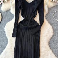Vestido Largo De Mujer Con Cuello En V Y Manga Larga Blanco Elegante Con Cierre De Lazos Estilo Callejero Alta Moda Para Otoño Y Playa - details 35