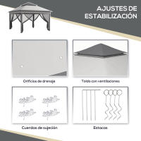 Outsunny Carpa Plegable 3x3x2,7 m Cenador de Jardín con Doble Techo Altura Ajustable 4 Mosquiteras Protección UV30+ Impermeable y Bolsa Gazebo para Exterior Fiestas Camping - details 9