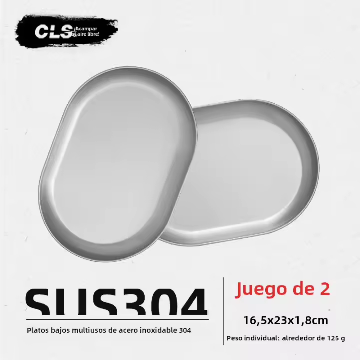 PLATO PEQUEño Y Olla GRANDE Portátil De Acero Inoxidable 304 Para Camping Y Viajes CLS&NOBANA Utensilio De Cocina Al Aire Libre - 1