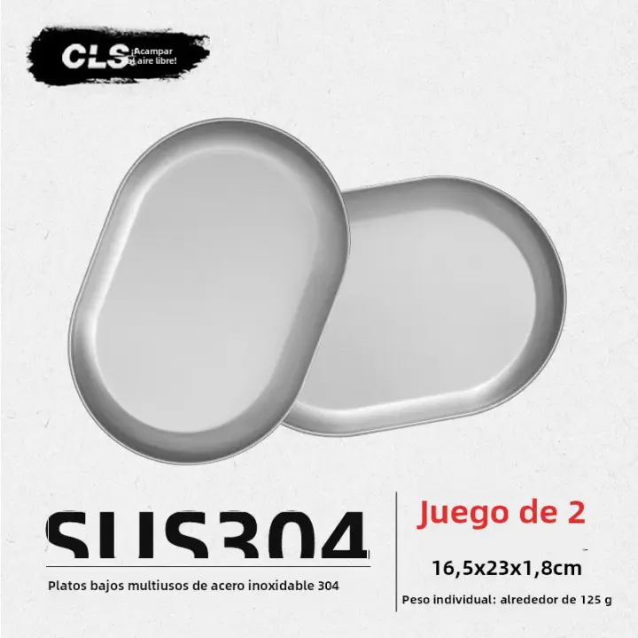 PLATO PEQUEño Y Olla GRANDE Portátil De Acero Inoxidable 304 Para Camping Y Viajes CLS&NOBANA Utensilio De Cocina Al Aire Libre - 1
