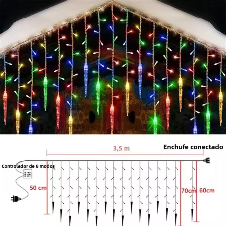Luces De Navidad Cadena De Luces De Aire Con LED Para Decoración De Fiesta Hogar Año Nuevo Exterior Colgante De Encaje Cortina Guirnalda De Piedra Hielo Paratechos - 1