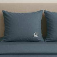 Set 3pc cama (Funda nórdica 260x240cm + 2 Fundas de almohada 63x63cm) en azul oscuro y beige 70% Algodón+ 30% Poliéster - details 2