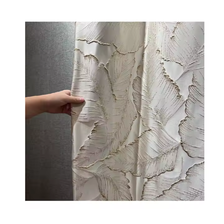 Cortinas De Seda Dorada Con Relieve Y Textura Bronzada Para Dormitorio Bloqueo De Luz Modernas De Lujo Para Villa Cortina De Ventana - 1