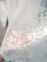 Cortina Blanca De Encaje Floral Bordado Semi Transparente 1 Pieza Polyester Translúcida Sin Doble Capa Ni Aislamiento Solar - details 1