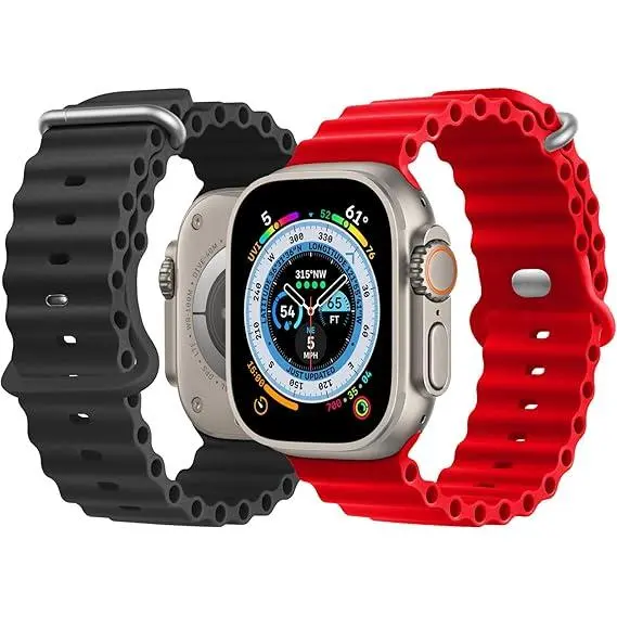 Compatible con Apple Watch Ultra 2 Pack Ocean Correa 49 mm 45 mm 44 mm 42mm, Correa Deportiva de silicona para iWatch Series Ultra 8 7 6 5 4 SE - 1