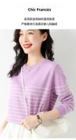 Suéter De Punto Para Mujer 2025 Estilo Oficina Lady Con Rayas Cuello Redondo Manga Larga Suéter Caliente Y Suave Para Todas Las Estaciones - details 3
