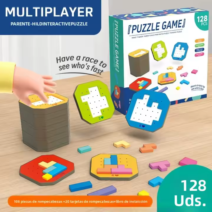 Juego De Rompecabezas Creativo 3D Montessori Para Mesa Tangram Juguetes Educativos De Bloques De Construcción Para Niños Tablero De Juego De Colores Y Formas Regalos Educativos - 1