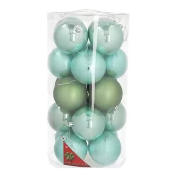 Gerimport Tubo con 20 Bolas de Navidad Verdes – Esferas Decorativas para Árbol Navideño - 1