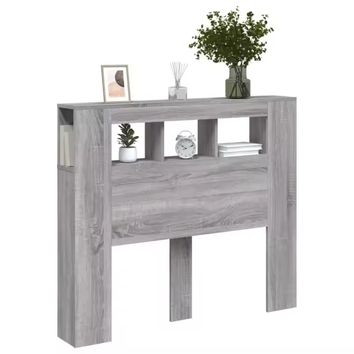 vidaXL Cabecero LED madera ingeniería gris Sonoma 120x18,5x103,5 cm - 1