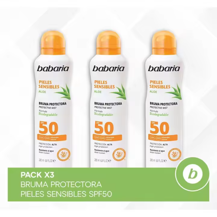 BABARIA PACK X3 BRUMA PROTECTORA PIELES SENSIBLES SPF50 - 1