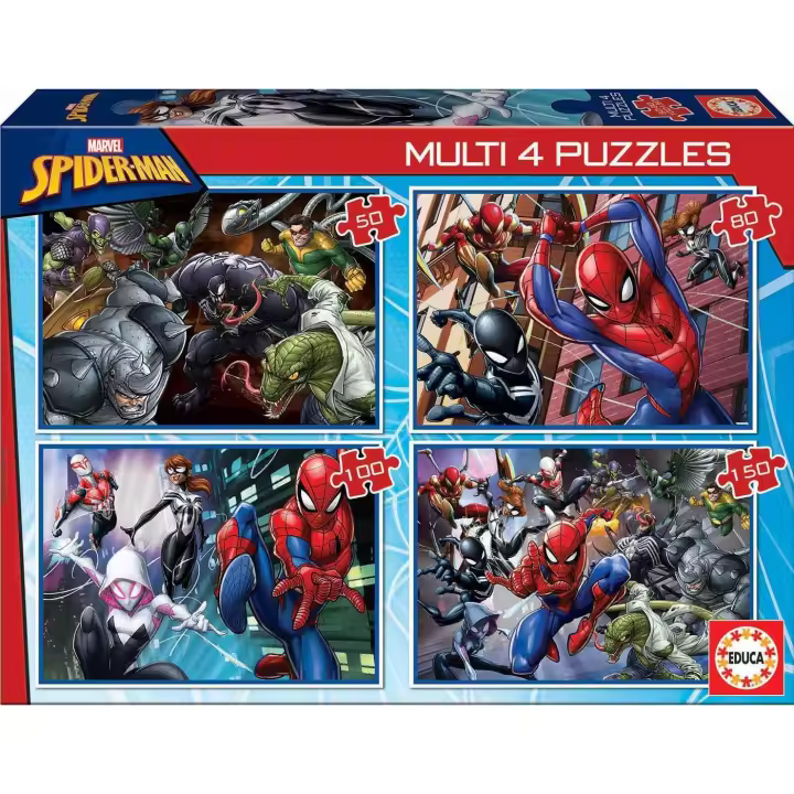 Puzzle Educa Borras Multi 4 Ultimate Spider Man - Puzzles Progresivos - Cartón Reciclado - 1