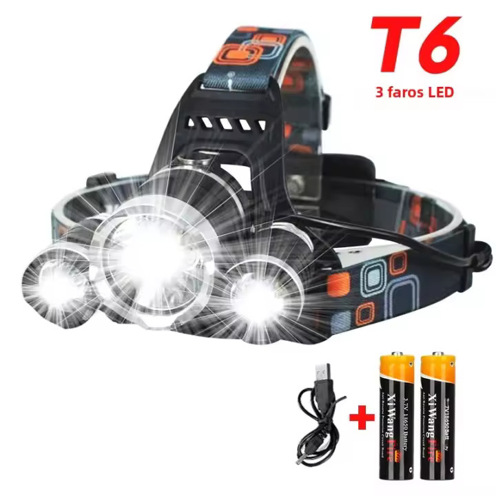 Lámpara Frontal LED Super Brillante T6 Recargable Con Batería 18650 Para Pesca Caza Camping Impermeable Luz De Corbata Exterior - 1