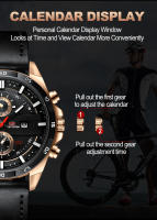 Reloj De Pulsera De Cuero Negro 46mm Estilo Militar Grande Movimiento De Cuarzo Con Calendario Decorativo Resistentes Al Choque Y Agua Para Hombre - details 18