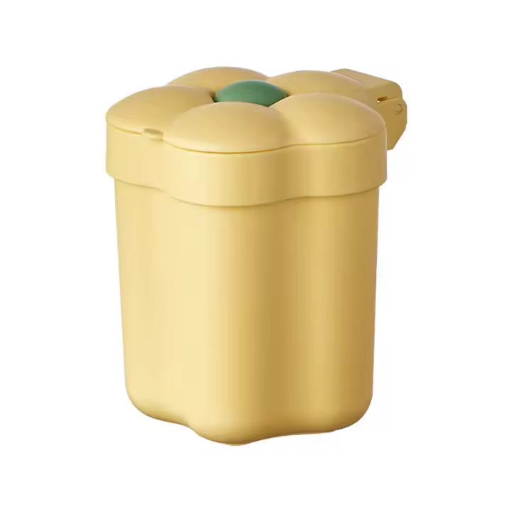 Mini bote de basura de escritorio con flores, cubo de almacenamiento de papel de desecho cubierto con estilo ins, aspecto lindo, creativo, simple y excelente para el hogar - 1