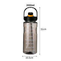 Botella Deportiva De Agua Con Tapa Y Taza Para Exteriores Y Deportes Capacidad Grande De 1.5L/2L/3L Resistente Al Desbordamiento Con Marca De Tiempo En Plástico - details 10
