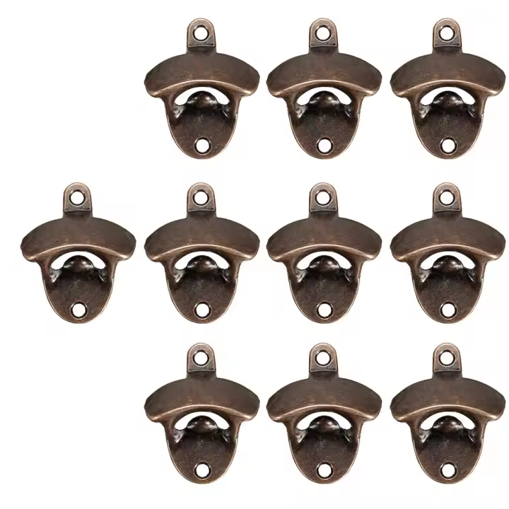 10PCS Abrebotellas Vintage De Zinc Alloy Para Pared Eco-amigable Para Cocina Y Fiestas Soporte De Botella De Vino Y Cerveza Resistente Montado En La Pared - 1