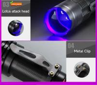 Lámpara De UV LED Mini Torchta Ultravioleta 395nm Impermeable De Aleación De Aluminio Para Verificación De Marcadores Y Detectores De 3 Modos - details 4