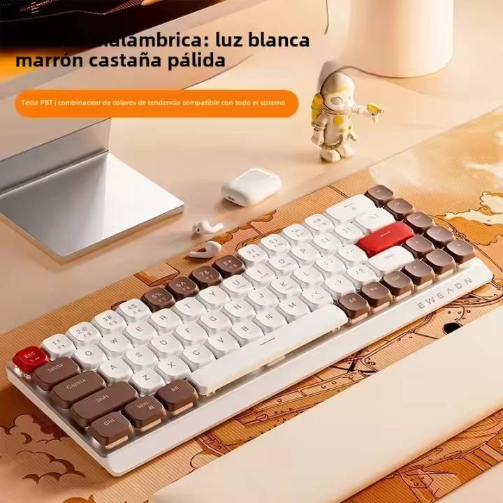 Teclado Mecánico EWEADN MK68 Inalámbrico 3 Modos Bluetooth Mini Silentio 68 Teclas Keycaps PBT Set De Teclado Y Ratón Para Oficina Y Gaming Regalos Para PC - 1