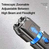 Linterna Táctica LED Recargable USB Impermeable Con Zoom Para Pesca Caza Camping Emergencias Luz De Iluminación Exterior - details 4
