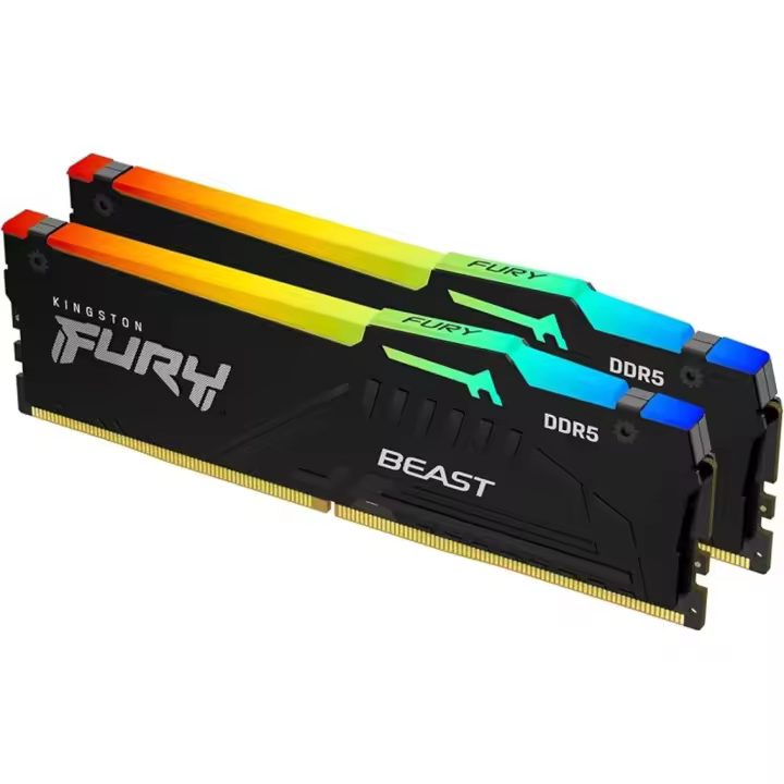 Kingston - Memoria RAM DDR5 FURY Beast KF560C36BBEAK2-16 de 16 GB (2×8 GB) a 6000 MHz con CAS 36, RGB personalizable y soporte XMP 3.0/EXPO 1.0 para gaming y estaciones de trabajo - 1