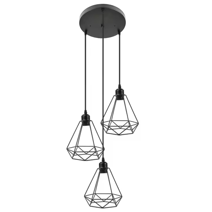 Lámpara Colgante Vintage de Metal con 3 Cabezas Iluminação LED Montaje en Techo - 1