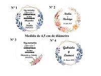 Lote de 40 etiquetas para bodas personalizadas adhesivas redondas de 4,5 cm con pegatinas personalizadas para detalles de invitados de boda aniversarios - details 1