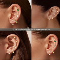 2Pcs Aretes Planos Dorados Para Mujer Aretes De Agujero Pequeños Con Cierre De Tornillo Hipoalergénicos Estilo Huggie - details 16