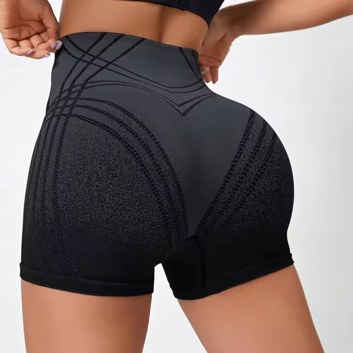 Shorts De Yoga Con Gradiente Para Mujer Cintura Alta Levantamiento De Caderas Y Ajuste Abdominal Deporte Y Fitness Moda Transpirable Y Cómoda - 1