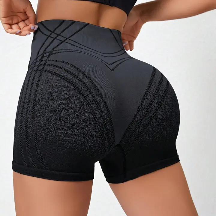Shorts De Yoga Con Gradiente Para Mujer Cintura Alta Levantamiento De Caderas Y Ajuste Abdominal Deporte Y Fitness Moda Transpirable Y Cómoda - 1