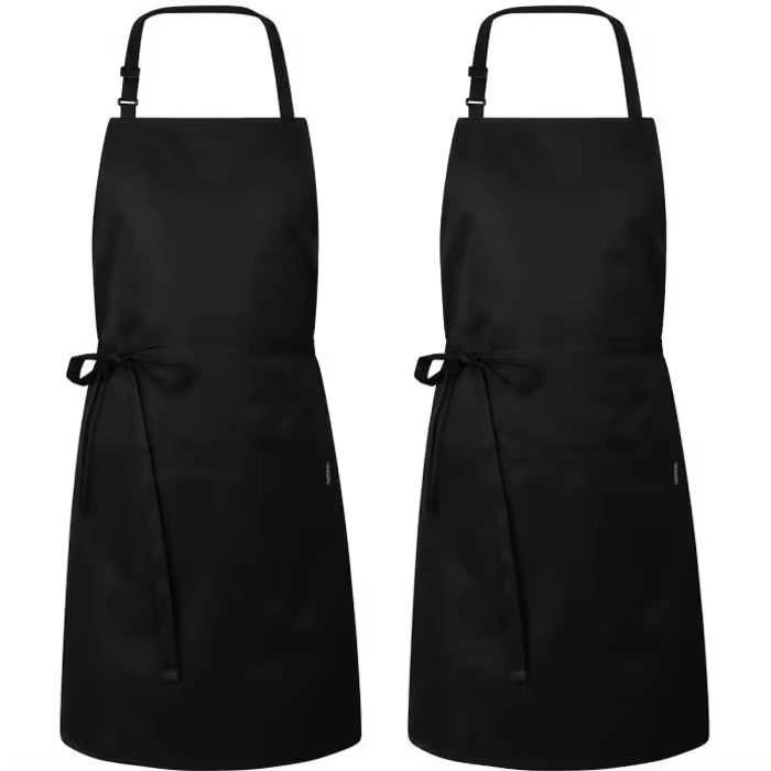 Delantal de Cocina-Babero ajustable-Resistant to Agua y aceite - Negro - 2 piezas - Mingmei® - 1