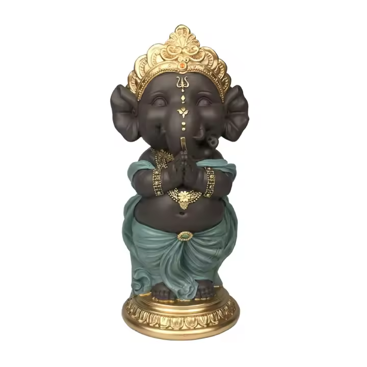 Signes Grimalt Figura Ganesha | Figura de Buda Azul Oriental 29X13X14cm - 1