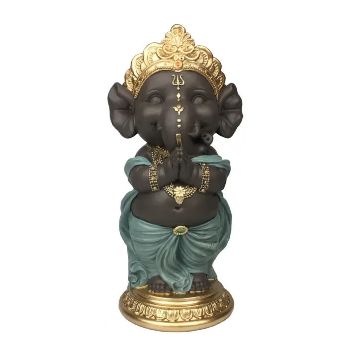 Signes Grimalt Figura Ganesha | Figura de Buda Azul Oriental 29X13X14cm - 1