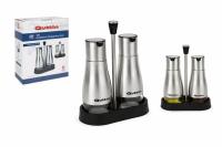 MAXHOME-Set de 2 aceiteras de acero inoxidable con soporte, botellas para aceite y vinagre de 320 ml, resistentes y fáciles de usar, perfectas para cocina, mesa y hogar, 18 x 9.5 x 23 cm - details 2