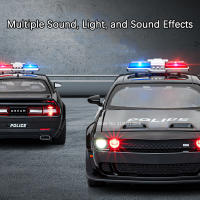 Modelo De Coche De Policía Challenger SRT Hellcat 1:22 Escala Para Niños Con Ojos Demon Y Puertas Abiertas Función Luz Y Sonido Vehículo Juguetes De Metal Para Boys - details 3