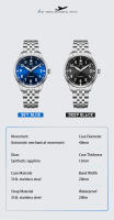 Reloj De Diversión WM Watch Welly Merck WM165 Para Hombre Resistente Al Agua 200M Serie Piloto Mecánico Automático Con Cristal De Zafiro Marcas Arábigas Acero Inoxidable - details 9