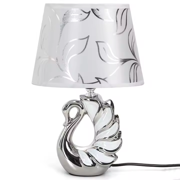 Aigostar Lampara de Mesa de Cerámica, Vintage Lámpara de Mesita de Noche con Pantalla de Tela, Casquillo E14, max.40W, Luz de Noche, Lámpara de Sobremesa para Dormitorio, Salón (sin Bombilla) -H310mm - 1