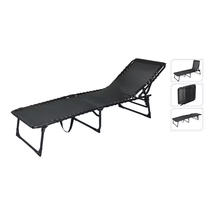 TUMBONA PLEGABLE METÁLICA COLOR NEGRO - 1