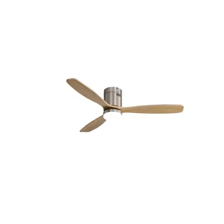 NARVI Ventilador de techo Satinado, con 3 Palas de Madera color Haya, Motor DC, Regulable y Memoria, con Mando. REF. 629 - 1