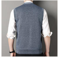 Chaqueta De Punto Para Hombre Otoño Invierno Chaqueta De Cuello V Sin Mangas Botones Estilo Casual Moda Knitted Cardigan - details 2