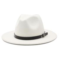 Sombrero De Paja Negra Para Hombres Y Mujeres Estilo Jazz Moda Casual Para Exteriores Primavera Verano Mezcla De Lana Y Poliéster - details 5