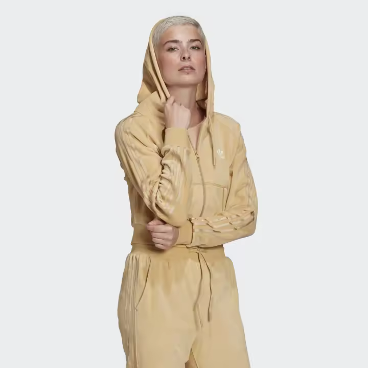 Adidas - Chaqueta de Chándal de Mujer Terciopelo - Adidas Originals Crop Full Zip Hoodie - H18826 - 1