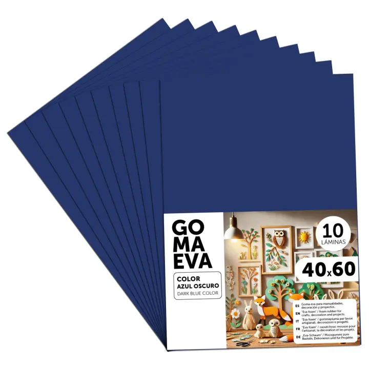 Goma Eva para Manualidades, Goma Espuma de Colores para Proyectos Creativos, Ideales para Artes y Manualidades, uso Escolar, Profesional o Artístico 40x60cm - m-office (Azul Oscuro, 10 uds) - 1