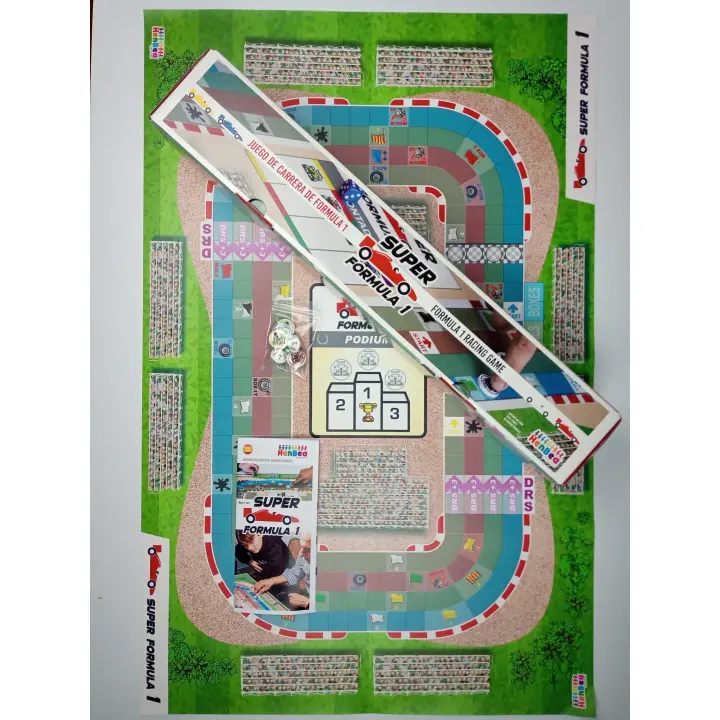 HENBEA Super Formula 1 Juego Mesa Familiar Juguetes Regalo Niños Adultos Fans Carreras F1 Deporte Estrategia Competicion Tablero Grande Lona Jardín Impermeable 85x55 cms Apto Exteriores 7-77 años - 1