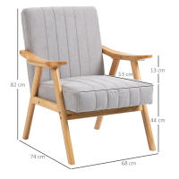 Silla tapizada Silla reclinable Diseño Skandi Patos de Madera de Caucho Gris Claro Adecuado para salón y relajación Tapizado, Modern Estilo, sensación Tecnológica, experiencia inteligente - details 6