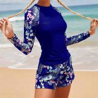 Traje De Baño De Dos Piezas Para Mujer 2024 Con Estampado De Surf Y Flores Long Sleeve Racerback Vest Y Cross Back Spandex Nylon - details 8