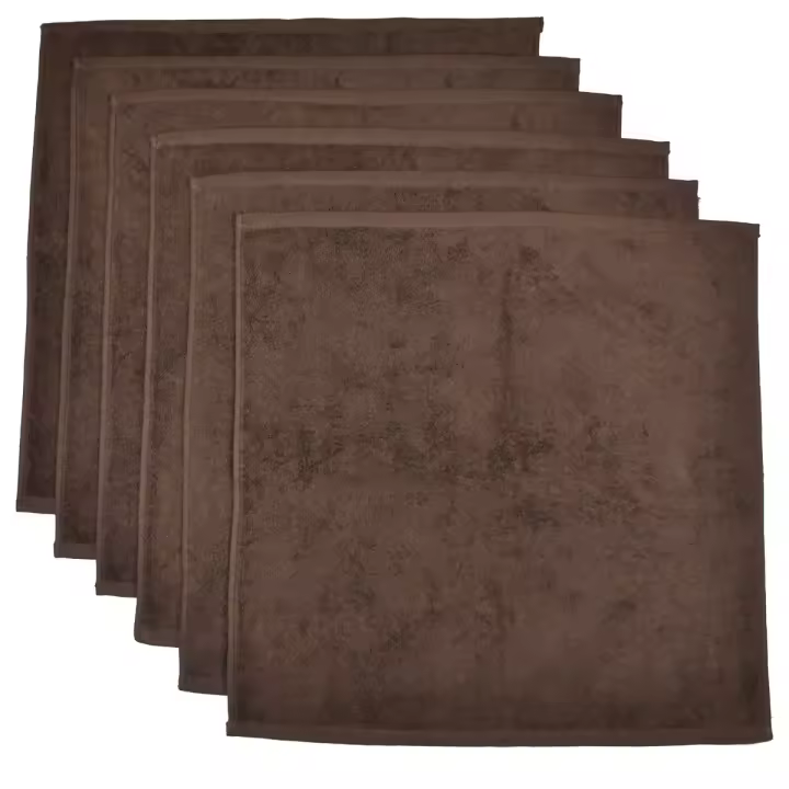 CASTMA GARANTIA DE ALTA CALIDAD - Set de 6 Paños de Cocina Rizo Modelo Basic Chocolate 50x50cm - Absorción Alta y Secado Rápido - 1