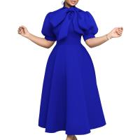 Vestido Elegante De Fiesta Para Mujer 2024 Con Cuello Con Lazo Manga Corta Cintura Alta A-Line Plisado Hasta El Tobillo Vestido De Cumpleaños - details 51