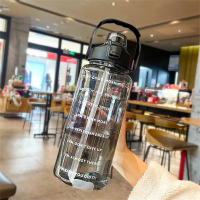 Botella De Agua 2L Con Marcador De Tiempo a Prueba De Fugas Y Antideslizante Para Deporte Y Viajes Con Pegatinas Lindas Material Plástico PC - details 4